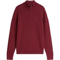 Tommy Hilfiger Classic Cable Knit Quarter-Zip Jumper - Wine - S