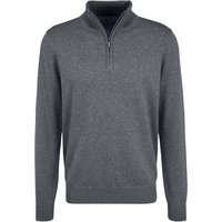 Fynch Hatton Fine Knit Cotton 1/4 Zip Sweater - Grey - L