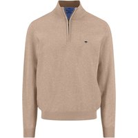 Fynch Hatton Fine Knit Cotton 1/4 Zip Sweater - Beige - XL