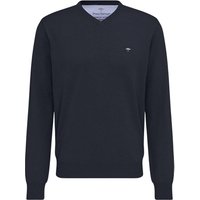 Fynch Hatton Fine Knit Cotton V-Neck Sweater - Navy - 2XL