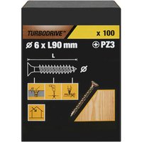 100 tornillos para madera pz premium 6x90 mm turbodrive