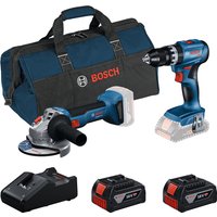 Taladro percutor y amoladora con 2 baterías 18v 4ah bosch
