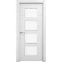 Puerta de interior maciza lacada lor blanca acristalada 72,5cm derecha con tapajuntas geom