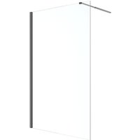 Mampara de ducha fija calia negro 100 cm cooke & lewis
