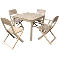Conjunto de jardín de acacia para 4 personas riveo