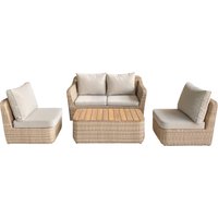 Conjunto de jardín de madera de acacia para 4 personas elos goodhome