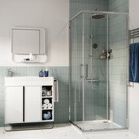 Mampara cuadrada cromo con cristal transparente 80x80cm odalia