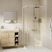 Mampara rectangular blanco con cristal serigrafiado 70x90cm odalia