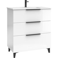 Mueble de baño agneta color blanco brillo asimétrico 80x45cm algicocina