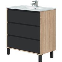 Mueble de baño gerda color roble y antracita 80x45cm