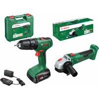 Kit de taladro 18 v 1x2,5 ah + amoladora 18 v 115 mm sin batería bosch
