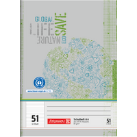 Schulheft Recycling | A6, Lineatur 51, 32 Blatt, grün/grau
