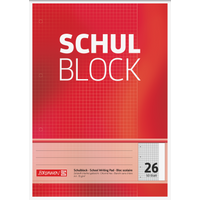 Schulblock gelocht | A4, Lineatur 26, 50 Blatt, rot
