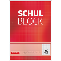 Schulblock gelocht | A4, Lineatur 28, 50 Blatt, rot