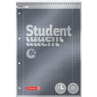 Collegeblock Premium Student Spirale oben | A4, Lineatur 28, 80 Blatt, anthrazit