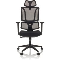 ERGOMY | Stoff / Netz | Rahmen: Schwarz - Home Office Bürostuhl Schwarz