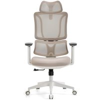 ERGOMY W | Stoff / Netz | Rahmen: Weiß - Profi Bürostuhl Beige