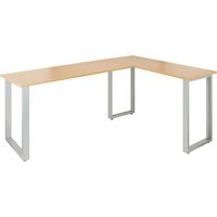 WORKSPACE BASIC I | 165x120 - Eckschreibtisch Buche / Silber