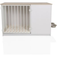 PAWHOME XL - Hundebox Weiß/Eiche
