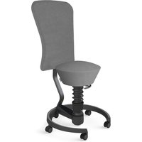 AERIS SWOPPER MIT ROLLEN UND LEHNE - Swopper Low Mikrofaser Grau Gestell Schwarz