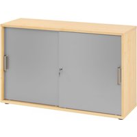 BETA 1752S | Schiebetürenschrank | 2 OH - Ahorn/Silber Streifengriff Kunststoff