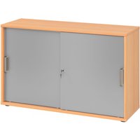 BETA 1752S | Schiebetürenschrank | 2 OH - Buche/Silber Streifengriff Kunststoff
