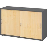BETA 1752S | Schiebetürenschrank | 2 OH - Graphit/Ahorn Bogengriff Metall