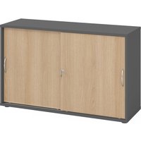 BETA 1752S | Schiebetürenschrank | 2 OH - Graphit/Eiche Bogengriff Metall