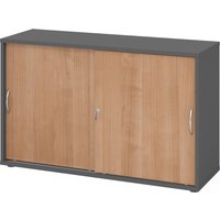 BETA 1752S | Schiebetürenschrank | 2 OH - Graphit/Nussbaum Bogengriff Metall