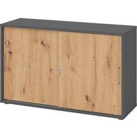 BETA 1752S | Schiebetürenschrank | 2 OH - Metallgriff Graphit/Asteiche