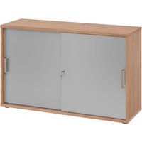 BETA 1752S | Schiebetürenschrank | 2 OH - Nussbaum/Silber Streifengriff Kunststoff