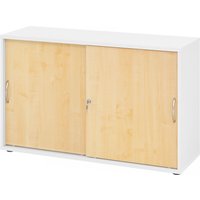 BETA 1752S | Schiebetürenschrank | 2 OH - Weiß/Ahorn Bogengriff Metall