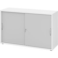 BETA 1752S | Schiebetürenschrank | 2 OH - Bogengriff Metall Weiß/Grau