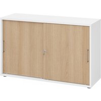 BETA 1752S | Schiebetürenschrank | 2 OH - Weiß/Eiche Metallgriff