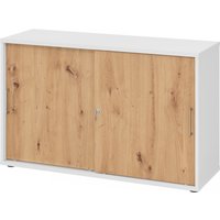 BETA 1752S | Schiebetürenschrank | 2 OH - Weiß/Asteiche Metallgriff