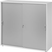 BETA 1753S | Schiebetürenschrank | 3 OH - Grau/Silber Bogengriff Metall