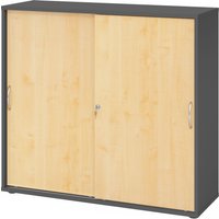 BETA 1753S | Schiebetürenschrank | 3 OH - Graphit/Ahorn Bogengriff Metall