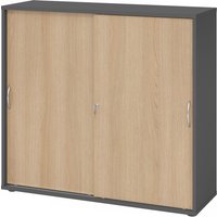 BETA 1753S | Schiebetürenschrank | 3 OH - Graphit/Eiche Bogengriff Metall