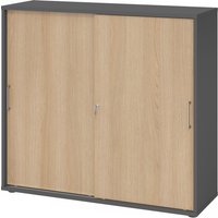 BETA 1753S | Schiebetürenschrank | 3 OH - Graphit/Eiche Metallgriff
