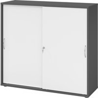 BETA 1753S | Schiebetürenschrank | 3 OH - Graphit/Weiß Bogengriff Metall