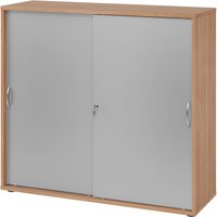 BETA 1753S | Schiebetürenschrank | 3 OH - Nussbaum/Silber Bogengriff Metall