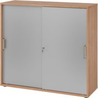 BETA 1753S | Schiebetürenschrank | 3 OH - Nussbaum/Silber Streifengriff Kunststoff