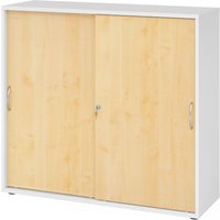 BETA 1753S | Schiebetürenschrank | 3 OH - Weiß/Ahorn Bogengriff Metall