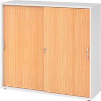 BETA 1753S | Schiebetürenschrank | 3 OH - Weiß/Buche Bogengriff Metall