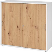 BETA 1753S | Schiebetürenschrank | 3 OH - Weiß/Asteiche Bogengriff Metall