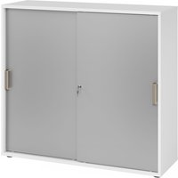 BETA 1753S | Schiebetürenschrank | 3 OH - Streifengriff Kunststoff Weiß/Silber