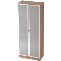 SIGNA K 6100G SG - Nussbaum/Silber 5 OH mit Knauf Schrank mit Milchglastüren