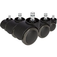 5x ROLO 10mm/50mm | Hartböden - Stuhlrollen Schwarz