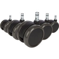 5x ROLO 10mm/65mm | Hartböden - Stuhlrollen Schwarz