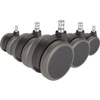 5x ROLO No-Noise 11mm/75mm | Hartböden - Stuhlrollen Schwarz